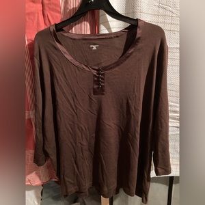 St John’s Bay Brown Blouse Woman 2X Like New Women